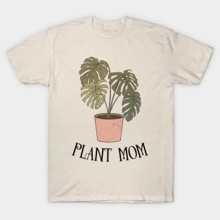 Plant Mom - Boho Monstera Plant (Black) T-Shirt